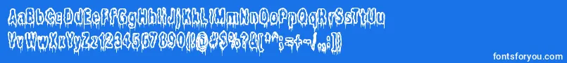 ItLivesInTheSwampBrk-Schriftart – Weiße Schriften auf blauem Hintergrund