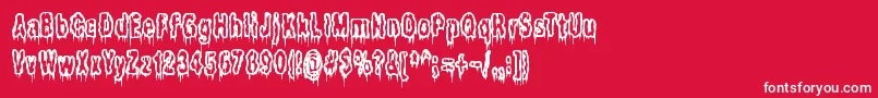 ItLivesInTheSwampBrk-Schriftart – Weiße Schriften auf rotem Hintergrund