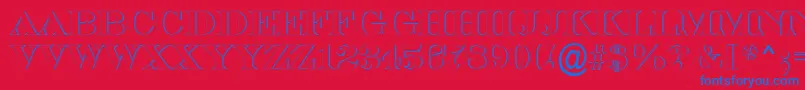 ASerifertitulsh-Schriftart – Blaue Schriften auf rotem Hintergrund