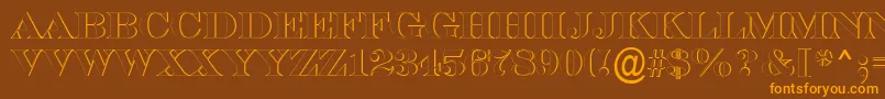 ASerifertitulsh-Schriftart – Orangefarbene Schriften auf braunem Hintergrund