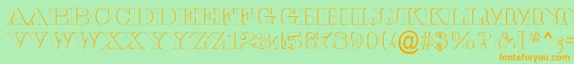 ASerifertitulsh-Schriftart – Orangefarbene Schriften auf grünem Hintergrund