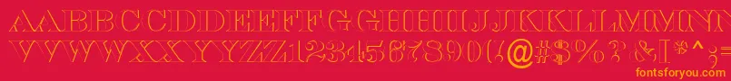 ASerifertitulsh-Schriftart – Orangefarbene Schriften auf rotem Hintergrund