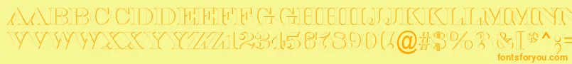 ASerifertitulsh-Schriftart – Orangefarbene Schriften auf gelbem Hintergrund