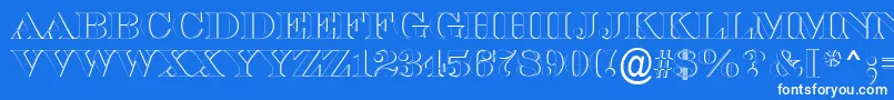 ASerifertitulsh-Schriftart – Weiße Schriften auf blauem Hintergrund