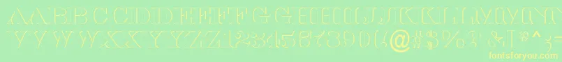 ASerifertitulsh-Schriftart – Gelbe Schriften auf grünem Hintergrund