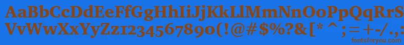 フォントCharterOsItcTtBlack – 茶色の文字が青い背景にあります。