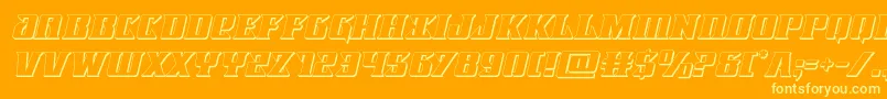 Lifeforce3Dital-Schriftart – Gelbe Schriften auf orangefarbenem Hintergrund