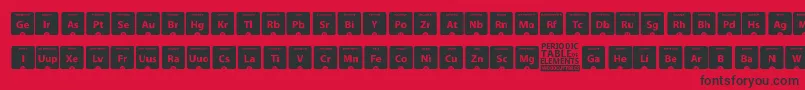 PeriodicTableOfElements-fontti – mustat fontit punaisella taustalla