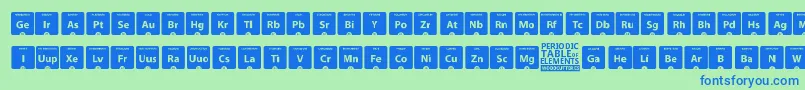 Czcionka PeriodicTableOfElements – niebieskie czcionki na zielonym tle