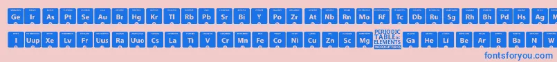 PeriodicTableOfElements-fontti – siniset fontit vaaleanpunaisella taustalla