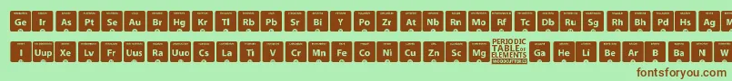 フォントPeriodicTableOfElements – 緑の背景に茶色のフォント