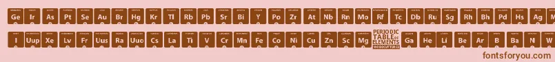 PeriodicTableOfElements-fontti – ruskeat fontit vaaleanpunaisella taustalla