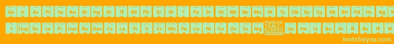 Czcionka PeriodicTableOfElements – zielone czcionki na pomarańczowym tle