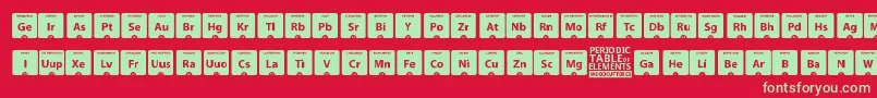 フォントPeriodicTableOfElements – 赤い背景に緑の文字