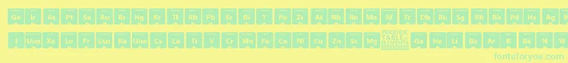 PeriodicTableOfElements-fontti – vihreät fontit keltaisella taustalla