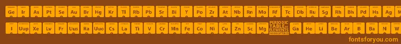 PeriodicTableOfElements-fontti – oranssit fontit ruskealla taustalla