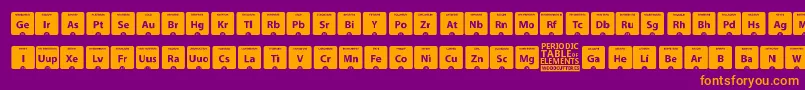 PeriodicTableOfElements-fontti – oranssit fontit violetilla taustalla