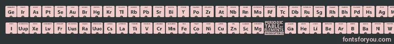 PeriodicTableOfElements-fontti – vaaleanpunaiset fontit mustalla taustalla