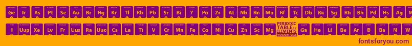 PeriodicTableOfElements-Schriftart – Violette Schriften auf orangefarbenem Hintergrund