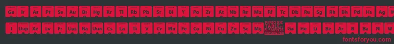 フォントPeriodicTableOfElements – 黒い背景に赤い文字