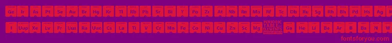 PeriodicTableOfElements-Schriftart – Rote Schriften auf violettem Hintergrund