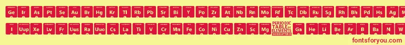 Czcionka PeriodicTableOfElements – czerwone czcionki na żółtym tle