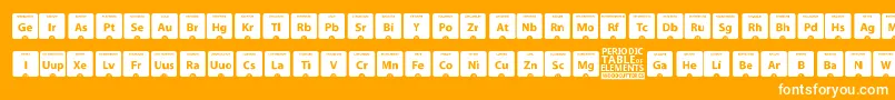 PeriodicTableOfElements-Schriftart – Weiße Schriften auf orangefarbenem Hintergrund