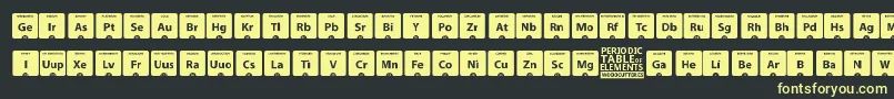 フォントPeriodicTableOfElements – 黒い背景に黄色の文字