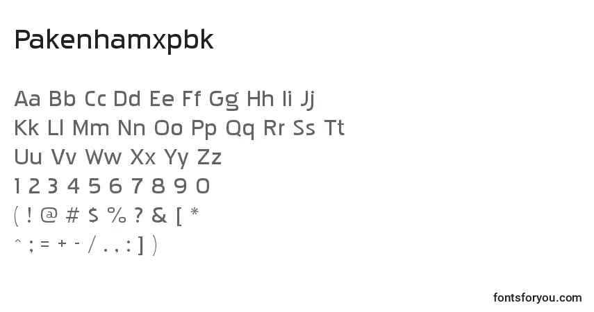 Шрифт Pakenhamxpbk – алфавит, цифры, специальные символы