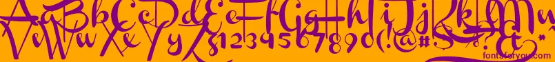 Channel-Schriftart – Violette Schriften auf orangefarbenem Hintergrund