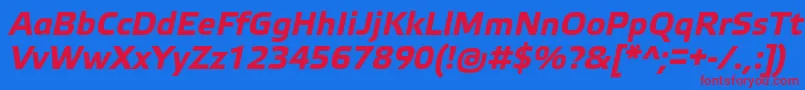ElektraTextProBoldItalic Font – Red Fonts on Blue Background