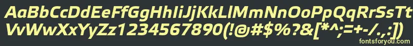 ElektraTextProBoldItalic-fontti – keltaiset fontit mustalla taustalla
