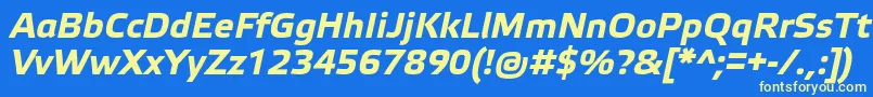 Czcionka ElektraTextProBoldItalic – żółte czcionki na niebieskim tle