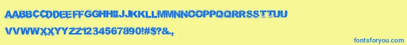 Fonte Bang4YaBuck – fontes azuis em um fundo amarelo