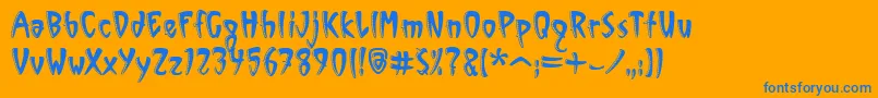 Fonte VinylSawtoothItcTt – fontes azuis em um fundo laranja