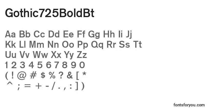 A fonte Gothic725BoldBt – alfabeto, números, caracteres especiais