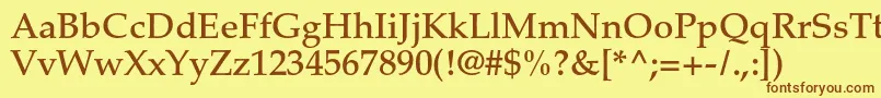 フォントPalatinoltstdMedium – 茶色の文字が黄色の背景にあります。