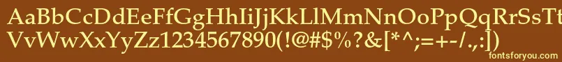 PalatinoltstdMedium-fontti – keltaiset fontit ruskealla taustalla