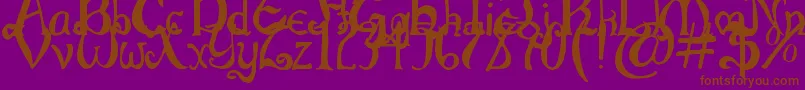 ThrorianCommonface-Schriftart – Braune Schriften auf violettem Hintergrund