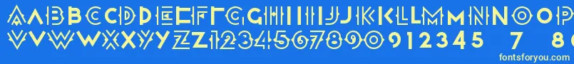 Halcyondaysnf Font – Yellow Fonts on Blue Background