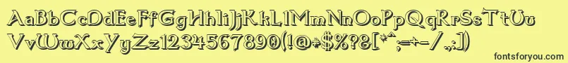Dum1shad-Schriftart – Schwarze Schriften auf gelbem Hintergrund