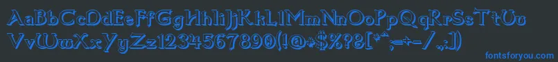 フォントDum1shad – 黒い背景に青い文字