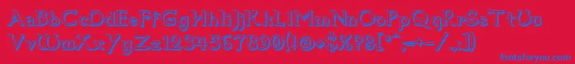 Czcionka Dum1shad – niebieskie czcionki na czerwonym tle