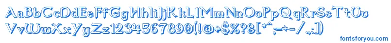 フォントDum1shad – 白い背景に青い文字