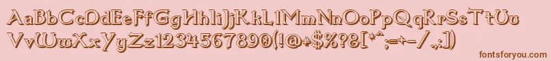 フォントDum1shad – ピンクの背景に茶色のフォント