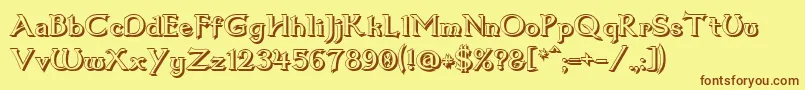 Dum1shad-fontti – ruskeat fontit keltaisella taustalla