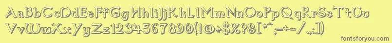 Dum1shad-fontti – harmaat kirjasimet keltaisella taustalla