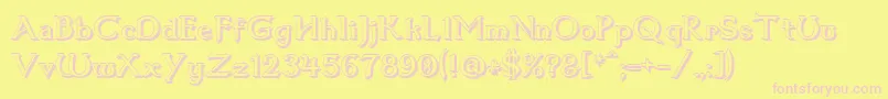 Dum1shad-Schriftart – Rosa Schriften auf gelbem Hintergrund