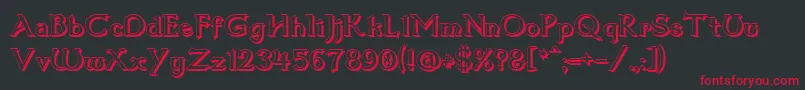 フォントDum1shad – 黒い背景に赤い文字