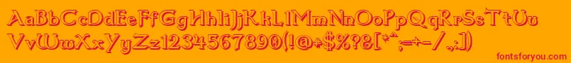 フォントDum1shad – オレンジの背景に赤い文字